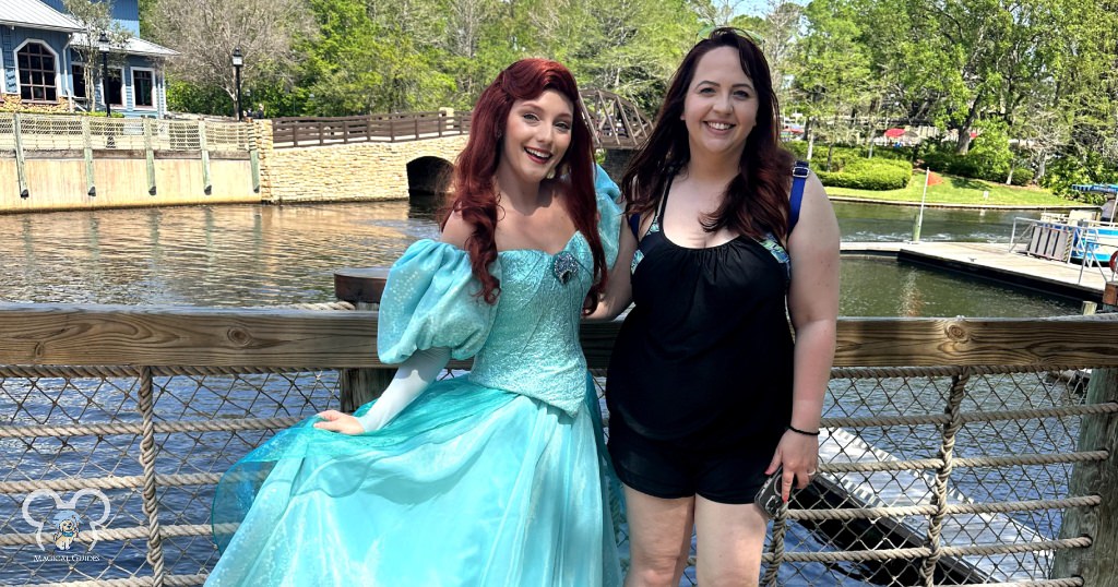 Ariel meet and greet at Disney's Port Orleans Riverside Resort. You can meet many characters at the different Disney World Resort Hotels.