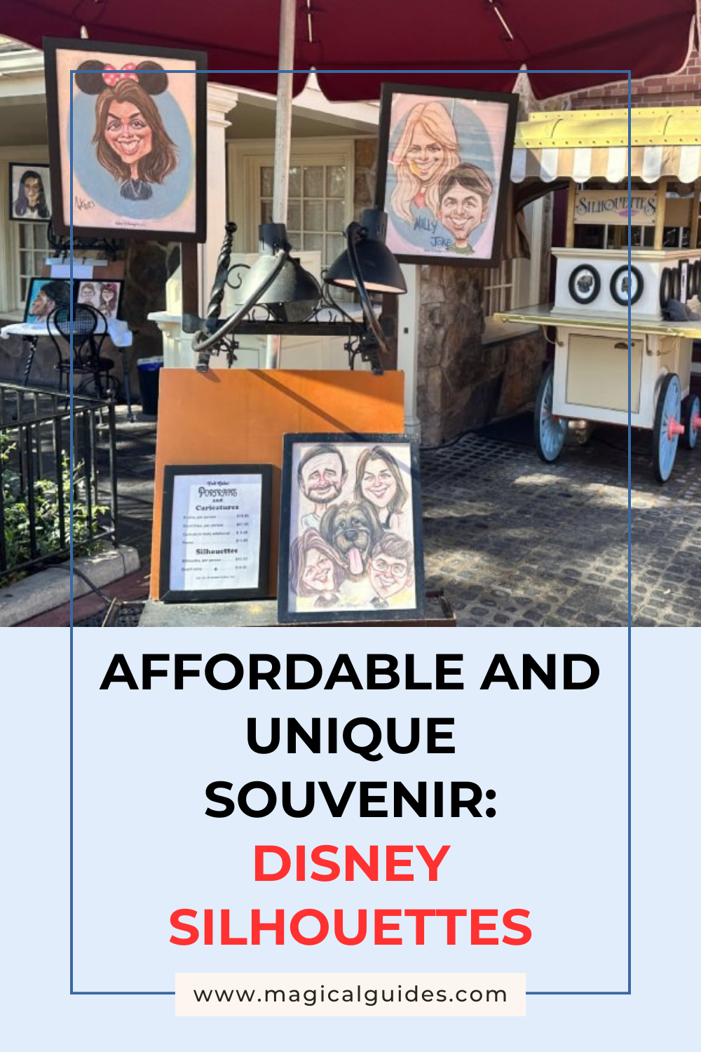 Silouette Portraits are a great Disney souvenir to take home with you in your next Disney World Vacation! Find out more about how much they cost and where to find them.