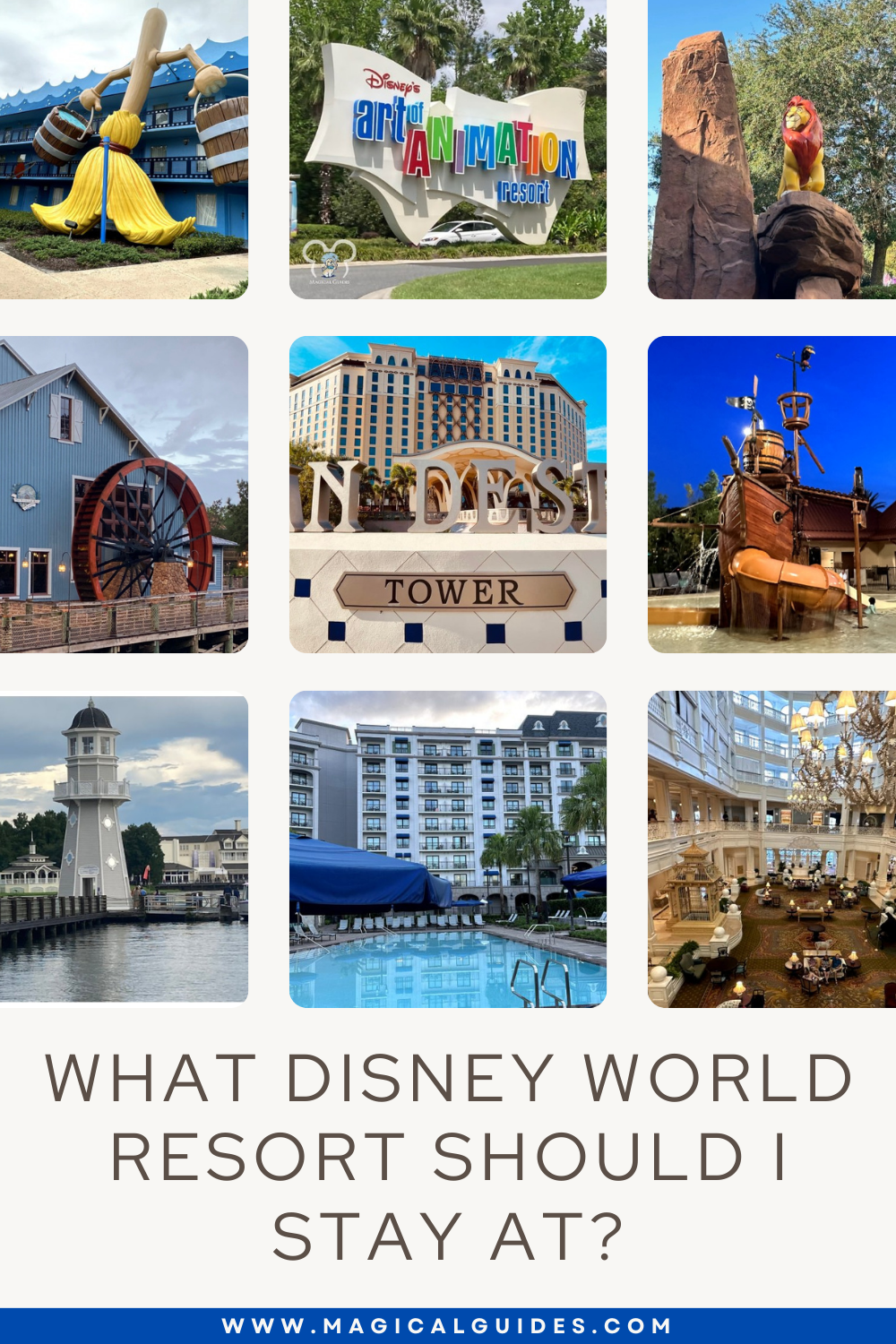There are so many great options on Disney property it can be hard to choose. Use this guide to help you decide which resort is best for your Walt Disney World Vacation. Find the best resorts for large families, resorts for adults, for your budget, and so much more! This complete Disney World Resort Hotel Guide will help you find the perfect resort for you.