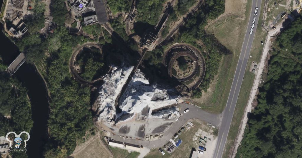 A terrain photo of Expedition Everest showing it as a hidden Mickey.