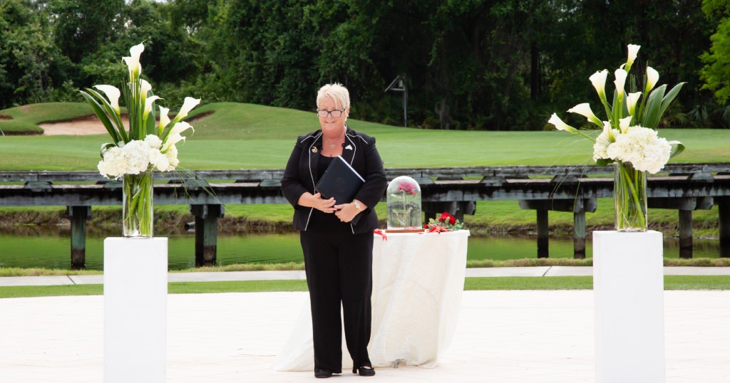 The Best Wedding Officiant in Florida - Katherine Imundi waiting for our wedding ceremony to begin. (Photo by David and Vicki Photography)