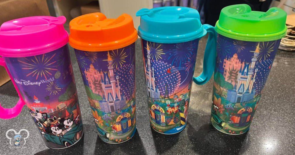 In the Fall of 2023, these are the new colorful handles and lids for the refillable mugs.