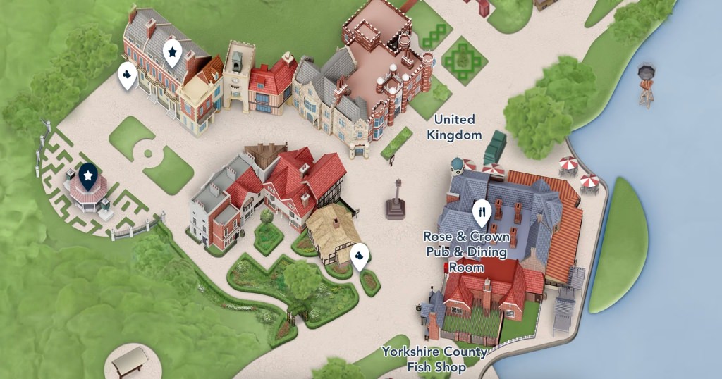 Map of the UK Pavilion courtesy of Disney. Copyright Walt Disney World Company.