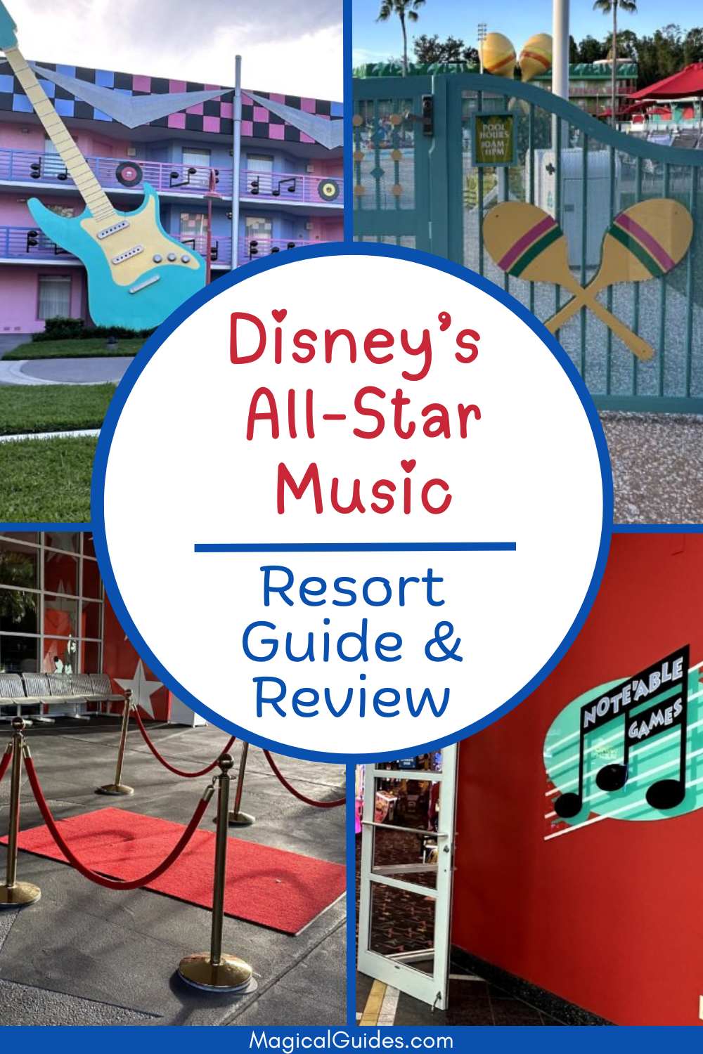Complete resort guide to Disney's All-Star Music Resort. Dining, Shopping, Theming, Transportation, and so much more! Don't miss out on any resort activities or amenities with this guide.