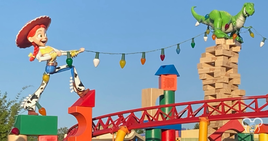 Jesse statue in Toy Story Land at Disney's Hollywood Studios. You can see this statue on top of Slinky Dog Dash.