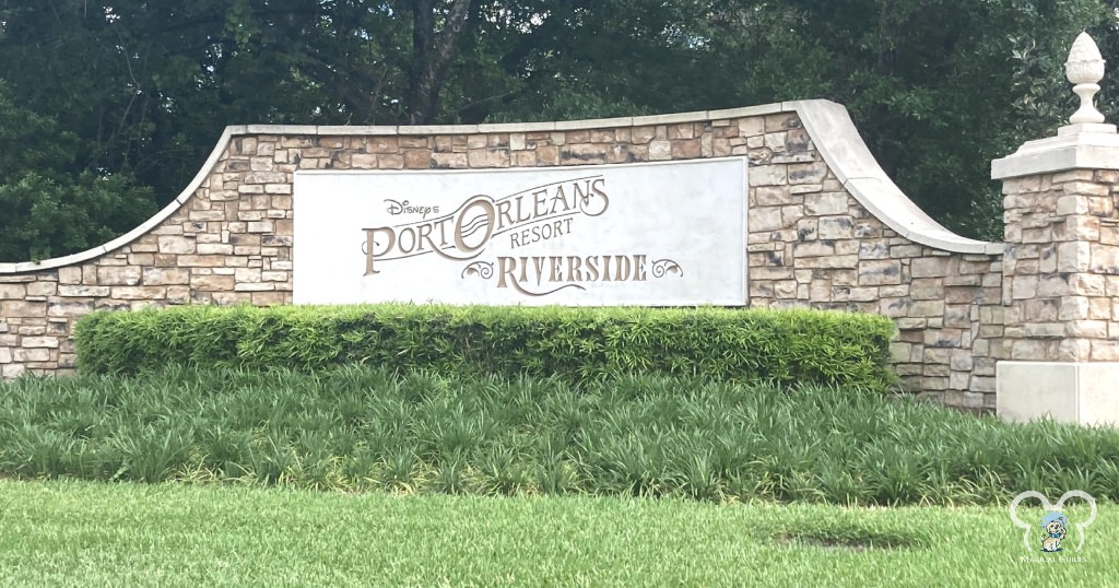Disney's Port Orleans Resort Riverside front entrance sign.