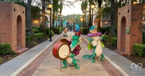 Alligator statues at Disney's Port Orleans French Quarter.